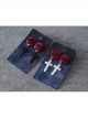 Gothic Style Handmade Three-Dimensional Red Rose Decoration Cross Lolita Earring