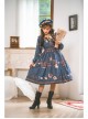 Chocolate Candy Print Decoration Letter Print Doll Neckline High Waist Belt A Version Classic Lolita Long Sleeve Dress