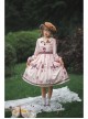 Chocolate Candy Print Decoration Letter Print Doll Neckline High Waist Belt A Version Classic Lolita Long Sleeve Dress