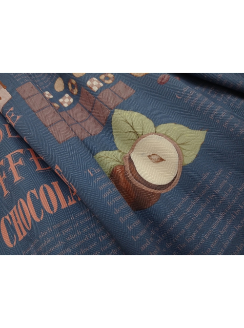 Chocolate Candy Print Decoration Letter Print Doll Neckline High Waist Belt A Version Classic Lolita Long Sleeve Dress