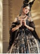 Egyptian Style Retro Exquisite Jewelry Geometry Print Mesh Ruffled Pearl Trim Classic Lolita Slip Dress