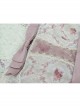 Elegant And Delicate Pink Floral Print Design Jacquard Lace Trim Bow Knot Tie Classic Lolita Slip Dress