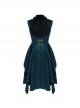 Punk Lolita Elegant Solid Color Irregular Hem Metal Buckle Decoration Outer Sleeveless Vest Dress