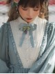 Classic Lolita Simple Jacquard Lace Embroidery Pleated Ruffle Pure Cotton Bow Brooch Decoration Long Sleeves Dress