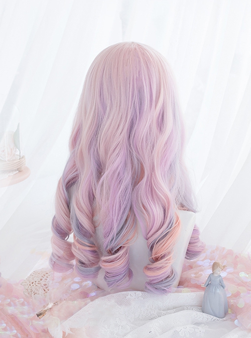 Japanese Cute Style Candy Pink Gradient Long Curly Wig Sweet Lolita Wigs