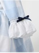 Blue And White Plaid Design Cute Pleated Ruffle Trim Bow Knots Classic Lolita Long Sleeve Kid Dress