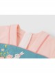 Cute Pink Mesh Flower Print Decoration Delicate Bunny Embroidery Bow Knots Hanfu Style Long Sleeve Kid Dress