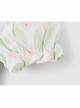 Classic Lolita Floral Flower Print Folds Decoration Square Lapel Bow Design Green Kid Short Sleeve Dress