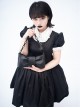 Gothic Dark Style Pleated Large Bow Design Heart Buckle Decoration Lolita Hand Chain Bag