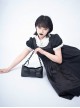 Gothic Dark Style Pleated Large Bow Design Heart Buckle Decoration Lolita Hand Chain Bag