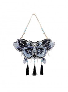 Chinese Style Delicate Butterfly Embroidered Pearl Fringe Pendant Decoration Hanfu Pearl Chain Messenger Bag