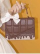 Classic Lolita Small Cube Chocolate Shape Design Alphabet Engraving Irregular Shape Decoration Messenger Small Square Bag