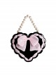 Heart-Shaped Design Lace Tie Bow Decoration Classic Lolita Pearl Chain Handbag