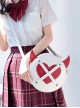 Little Devil Horn Design Heart Cut Cross Tied Rope Decoration Classic Lolita Round Messenger Bag