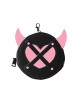 Little Devil Horn Design Heart Cut Cross Tied Rope Decoration Classic Lolita Round Messenger Bag