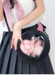 Little Devil Horn Design Heart Cut Cross Tied Rope Decoration Classic Lolita Round Messenger Bag