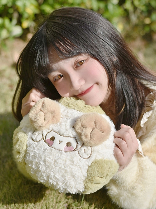 Classic Lolita Plush Milk White Cute Little Sheep Cartoon Messenger Bag