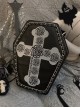 Dark Gothic Style Cross Rose Flower Print Decoration Polygonal Design Metal Trim Lolita Messenger Bag