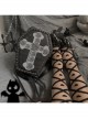 Dark Gothic Style Cross Rose Flower Print Decoration Polygonal Design Metal Trim Lolita Messenger Bag