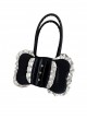 Classic Lolita Ruched Ruffled Metal Heart-Shaped Decoration Oversized Bow Design Bag