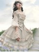 Classic Lolita Pleated Ruffle Design Solid Color Hollow Bow Knots Decoration Hem Short Sleeve Dress