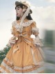 Classic Lolita Pleated Ruffle Design Solid Color Hollow Bow Knots Decoration Hem Short Sleeve Dress