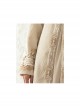 Delicate Jacquard Lace Butterfly Embroidery Pure White Elegance Buckle Design Classic Lolita Long Coat