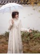 Delicate Jacquard Lace Butterfly Embroidery Pure White Elegance Buckle Design Classic Lolita Long Coat