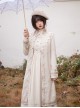 Delicate Jacquard Lace Butterfly Embroidery Pure White Elegance Buckle Design Classic Lolita Long Coat