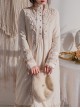 Delicate Jacquard Lace Butterfly Embroidery Pure White Elegance Buckle Design Classic Lolita Long Coat