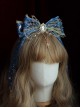 Navy Blue Ornate Metal Beads With Gemstones Pentagram Gilding Decoration Classic Lolita Headband