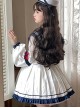 The Navy Collar Dark Pattern Jacquard Maid Outfit Blue-White Embroidered Pleated Long Sleeve School Lolita Dresses