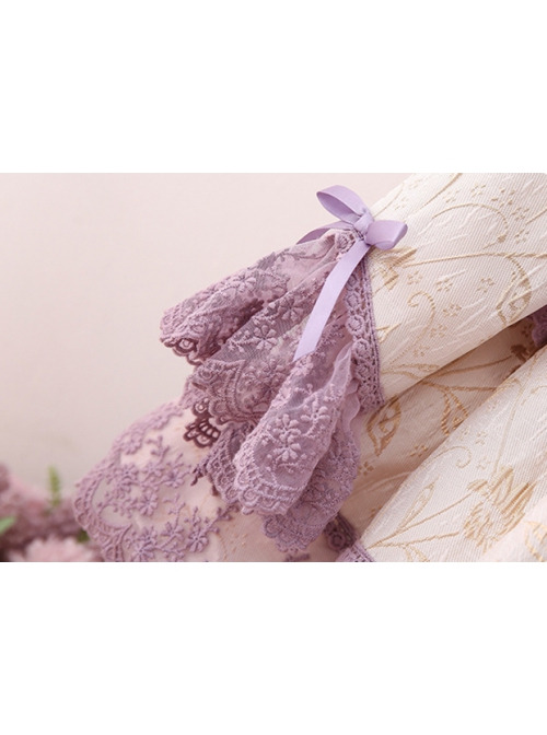 Elegant Palace Style Delicate Lace Jacquard Embroidery Bow Decoration Classic Lolita Kid Princess Dress