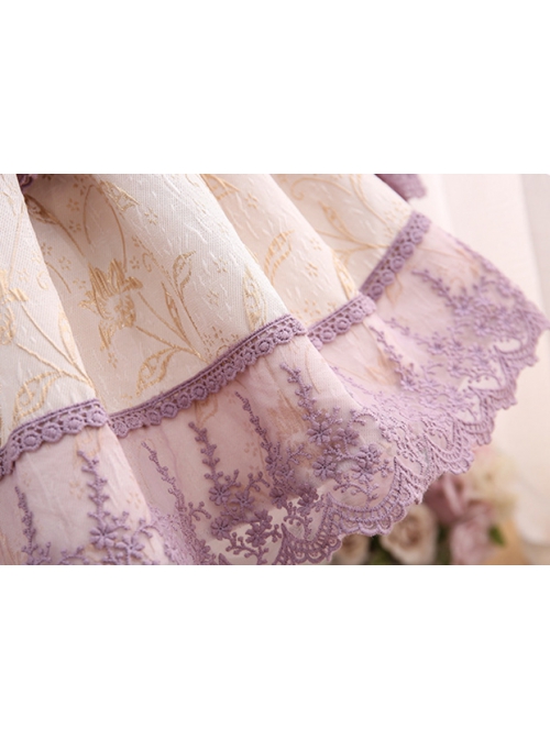 Elegant Palace Style Delicate Lace Jacquard Embroidery Bow Decoration Classic Lolita Kid Princess Dress