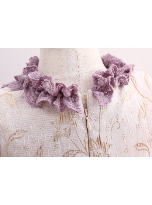 Elegant Palace Style Delicate Lace Jacquard Embroidery Bow Decoration Classic Lolita Kid Princess Dress