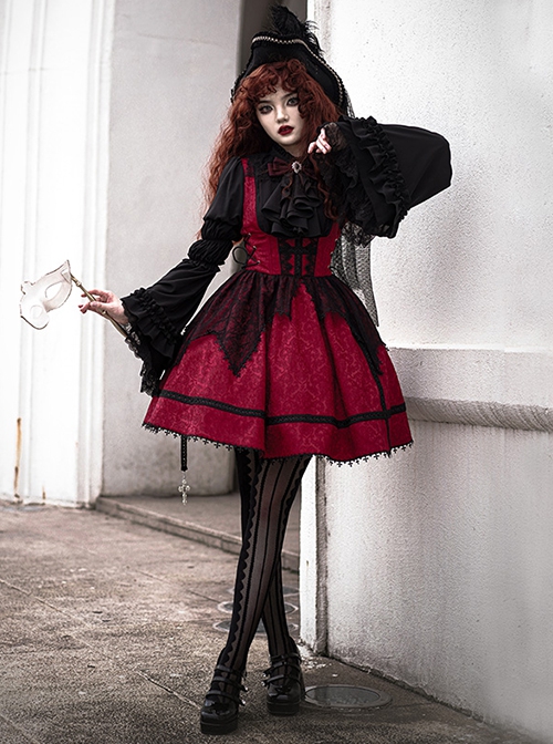 Court Style Retro Fishbone Breast Support Three-Dimensional Jacquard Long Sleeve Gothic Lolita Dress