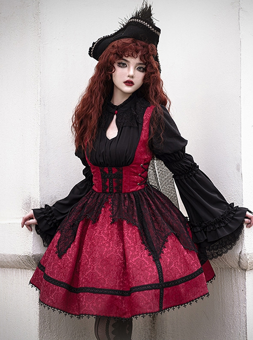 Court Style Retro Fishbone Breast Support Three-Dimensional Jacquard Long Sleeve Gothic Lolita Dress