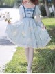 Early Morning Lily Series Blue Elegant Square Neck Chiffon Positive Waist Printed Long Sleeve Classic Lolita Dress