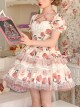 Eat A Bite Of Peach Series Honey Peach Print Lace-Up Bow Short Sleeve Puff Sleeve Sweet Lolita Dress