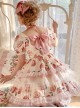 Eat A Bite Of Peach Series Honey Peach Print Lace-Up Bow Short Sleeve Puff Sleeve Sweet Lolita Dress