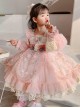 Pleated Lace Mesh Design Delicate Flower Embroidery Cute Long Sleeves Three-Dimensional Flower Decoration Classic Lolita Kid Dress