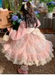 Pleated Lace Mesh Design Delicate Flower Embroidery Cute Long Sleeves Three-Dimensional Flower Decoration Classic Lolita Kid Dress