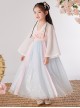 Chinese Style Cute Flower Embroidery Super Fairy Pearl Decoration Breathable Kids Hanfu Dress