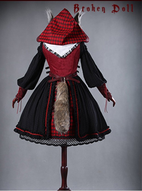  A Little Red Hat That Turns Into A Wolf Red-black Lolita Full Set