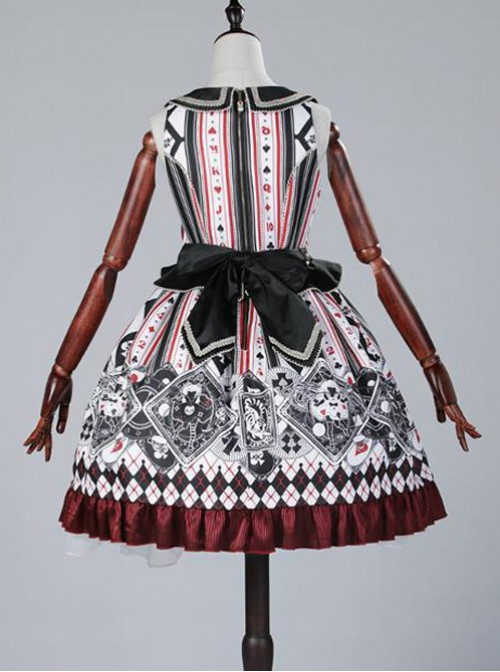 Red black poker fake two piece vest skirt Lolita JSK