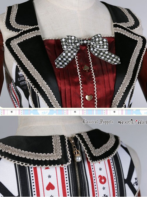 Red black poker fake two piece vest skirt Lolita JSK