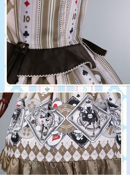 Golden brown poker fake two piece vest skirt Lolita JSK