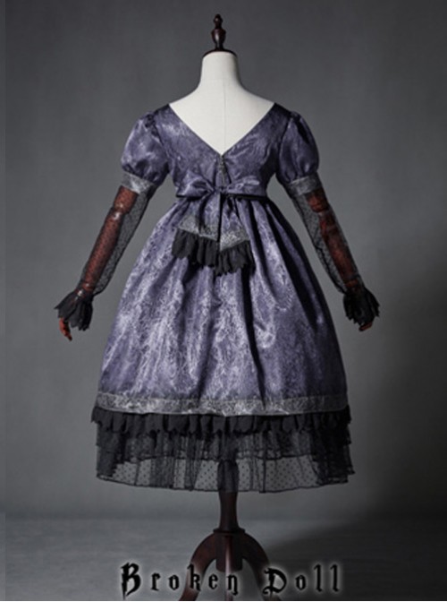 The Broken Doll Dai purple yarn sleeve long sleeve Lolita OP