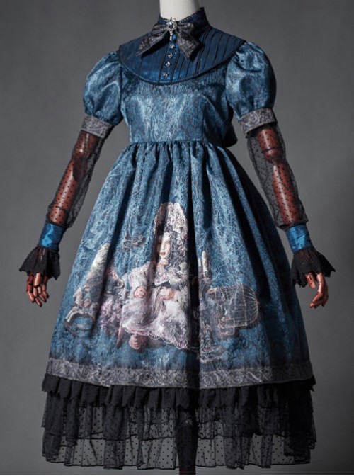 The Broken Doll Indigo Cuff Sleeve Lolita OP