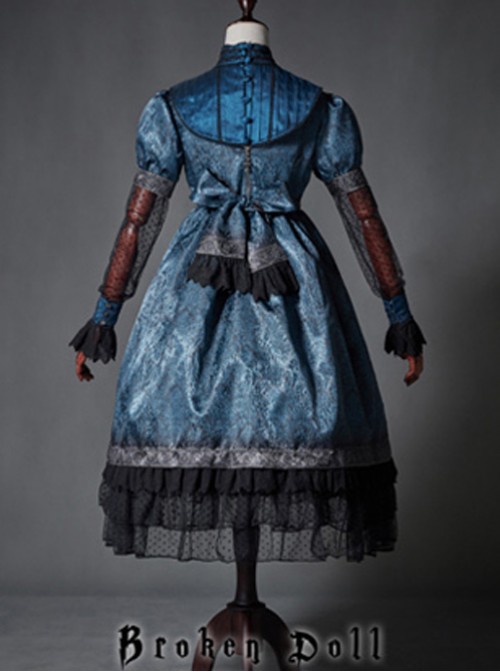 The Broken Doll Indigo Cuff Sleeve Lolita OP